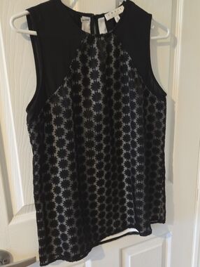 Chaus Black Floral Burnout Sleeveless Camisole Top